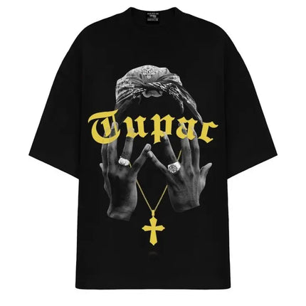 Tupac Shakur Crew Neck Printed T-Shirt Women Men Oversize Fit Short Sleeve Street Harajuku High Quality Cotton Casual Clothing