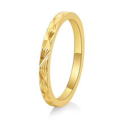 18K Gold Plated Titanium Steel Women's Pinky Rings Korean Minimalist Star Cross Engraved Jewelry Fade-Resistant Stackable Band