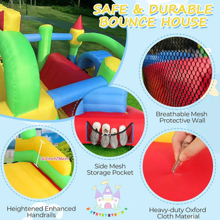 KF Inflatable Obstacle Course for Big18 x 8.2FT Kids 3-6 Bounce House Castle Dual Tunnels, Large Slide, Climbing, Obstacles
