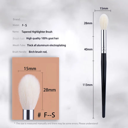 Makeup Highlighter Brush 100% Goat Hair Tapered Highlighter Brush Face Setting Powder Contour Highlighter Sculpting Makeup Tool