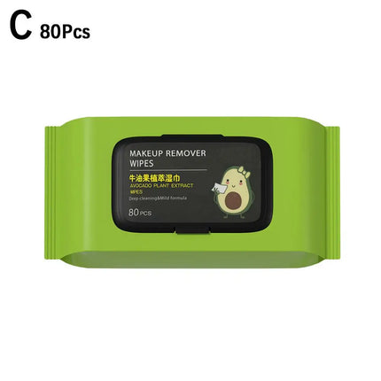 12/80 PCS Avocado Scented Makeup Removing Wipes - Deep Cleansing, Travel-Friendly, Single-Use