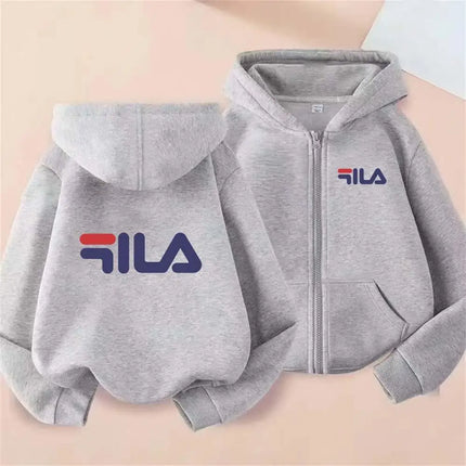 Kids Trend Letter Print Spring Autumn Simple Casual Zipper Hooded Sweatershirts 2-13 Years Boys Girls Streetwear Top Clothes
