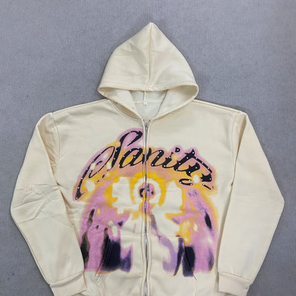Letter print, hot stamping, hip-hop, personalized street style, men's and women's loose hoodie, zipper sweatshirt, autumn