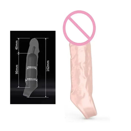 S/M/L Penis Enlargement Sleeve Reusable Condom Dick Extender Sleeve Delayed Ejaculation Sex Toys for Men Couples Sex Shop