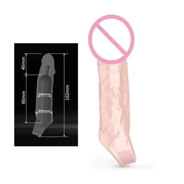 S/M/L Penis Enlargement Sleeve Reusable Condom Dick Extender Sleeve Delayed Ejaculation Sex Toys for Men Couples Sex Shop