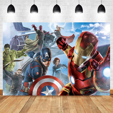 Marvel Superhero Backdrops Custom Banner Avengers Theme Party Kids Birthday Photography Poster Studio Wall Decoration Background