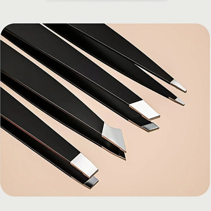 4pcs Precision Stainless Steel Tweezers Set for Eyebrow Grooming, Facial Hair Removal Ingrown Hair, Splinter & Tick Removal