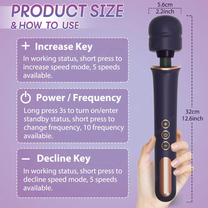 G Spot Vibrator Wand Vibrators Sex Toys for Women Clitoral Stimulator Dildo 10 Vibrating Magic Wand Vibrator Massager for Female