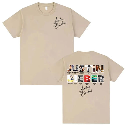 Justin Bieber New Album Cover 2025 Merch T Shirt Unisex Clothing Fashion 90s Vintage Style T-shirts Cotton Oversized T-shirt