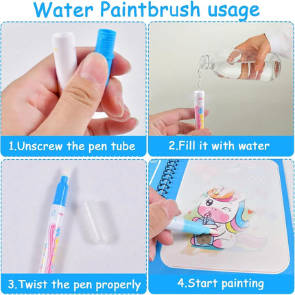 1pc Water Drawing Magical Book Reusable Kids Montessori Toy Coloring Book with Refillable Water Pen for Children's Education Toy