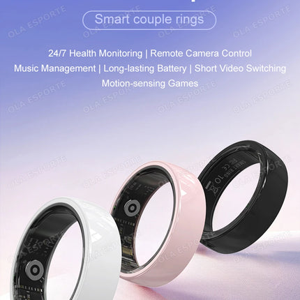 New Men Women Couple Smart Ring Health and Sleep Monitoring Multi Sport Mode Gesture Control 5ATM Waterproof With Charging Case