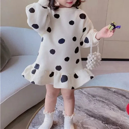 Girls' Dress Cartoon Strawberries  Autumn New Korean Girls' Splicing Pleated Dress Printed Baby Kids Casual Clothes