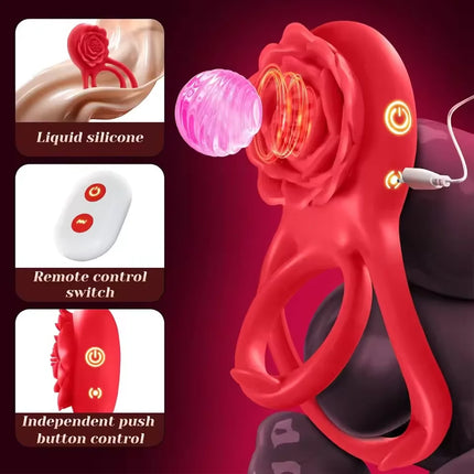 Powerful Rose Vibrating Cock Ring Vibrator Penis Sleeve Sucking Stimulator G-spot Erection Ring Clitoral Couples Adult Sex Toys