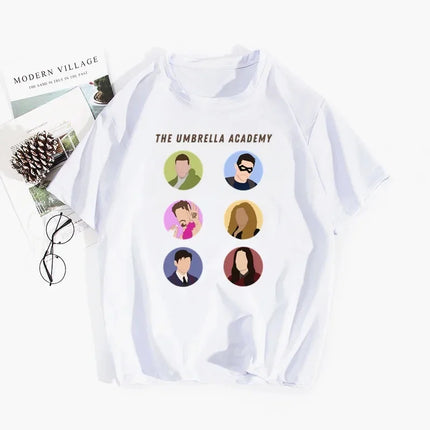 Umbrella Academy Printed Short Sleeve T-Shirt Women's Fashion Cross-Border Modal Material Crew Neck Floral Patchwork Wish EBay
