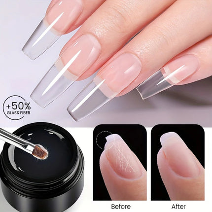 15g Quick-Build Fiberglass Gel for Damaged for nails, Transparent Fiber Rubber Base Gel Polish for Strengthening And Building