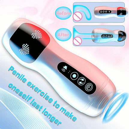 Silicone Automatic Male Masturbator Cup Provides Endurance Exercise Through Vibration Blowjob Functions As Penis Trainer Toy