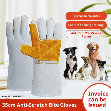 Pet Viper Anti-Bite Gloves Dog Training Anti-cat and Dog Scratch Gloves Anti-scratch Scratch Injury Thickened Extended Cowhide