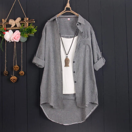 women's mid-length spring and autumn thin jacket loose casual lazy style fashionable top large size long-sleeved shirt
