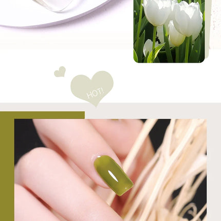 Jelly Transparent Ice Through Gel Nail Polish Pink Skin Color Semi Permanent Manicure Top Coat Soak Off UV Gel Varnish Nail Art