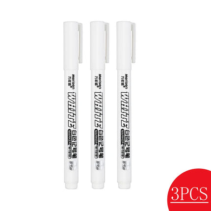 1/5pcs White Permanent Paint Pen Fine Head White Marker 1mm Quick-Drying Oil Waterproof Graffiti Pens Tire Fabric Wood Painting