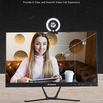 4K Webcam Full HD 2K Mini Camera with Fill Light Laptop PC Computer Live Broadcast Camera Video Web Camera Microphone Webcast