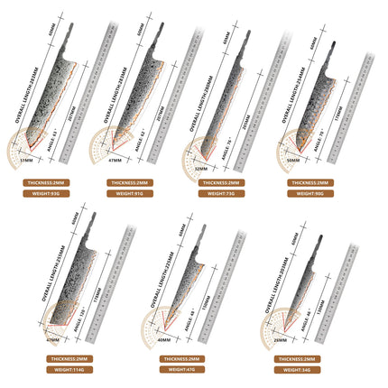 Grandsharp Damascus Blades 1-7PCS Kit 55 Layers Copper Damascus Steel No Handle DIY Knife Making Forging Blades Custom Tool