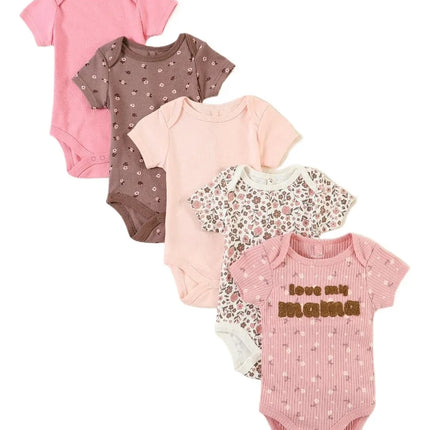 5PCS Baby Girl Clothes baby girls onesie summer cotton fabric Short-sleeved jumpsuit newborn baby clothes 0-9 months