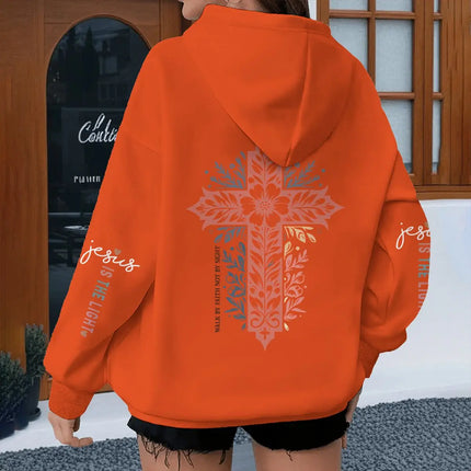 Vintage Flower Cross Graphic Christianity Hoodies Women Jesus Bible Verses Y2K Hoodie Casual Fashion Long Sleeve