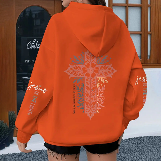 Vintage Flower Cross Graphic Christianity Hoodies Women Jesus Bible Verses Y2K Sudadera Casual Fashion Long Sleeve Hoodie
