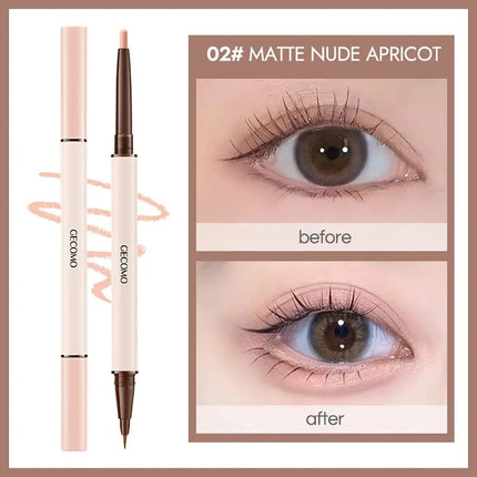 GECOMO Double-ended Lying Silkworm Pencil with 0.01mm Eyeliner Shimmer Eyeshadow Makeup