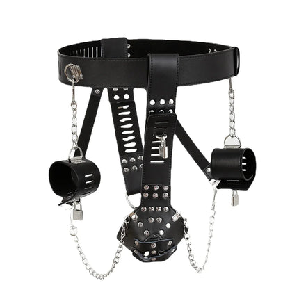 Leather Panty Bondage with Handcuffs Sexy Toys Chastity‬ Slave BDSM Sex Furniture Gay Harness  Tools for Couples
