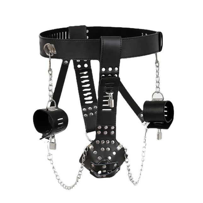 Leather Panty Bondage with Handcuffs Sexy Toys Chastity‬ Slave BDSM Sex Furniture Gay Harness  Tools for Couples