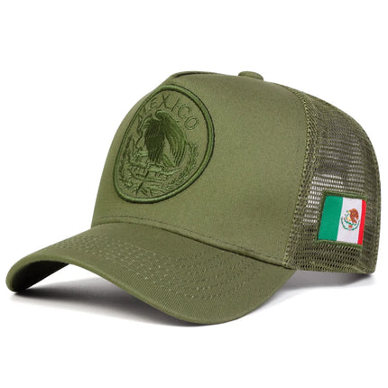 Unisex Mexican Flag Embroidery Baseball Net Caps Spring Summer Outdoor Sunscreen Hat Adjustable Casual Trucker Hats