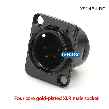 HF XLR Gold plated 4 Pin Male Female Panel  Audio Microphone Jack  Socket Connector D-type Mount Amplifier Receptacle YS1464BG