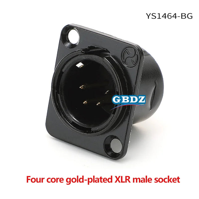 HF XLR Gold plated 4 Pin Male Female Panel  Audio Microphone Jack  Socket Connector D-type Mount Amplifier Receptacle YS1464BG