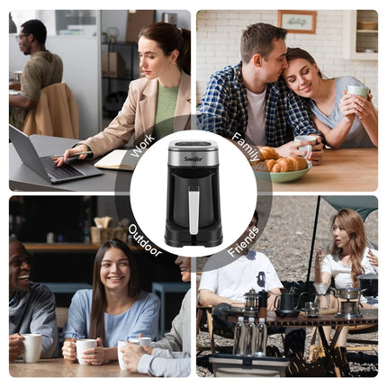 Sonifer Automatic Turkish Coffee Maker SF-3588, Smart Anti-Spill Sensor, Fast & Slow Brew Modes, 250ml, 700W, One-Touch