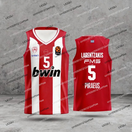 25/26 New Arrivals Olympiacos Athens Basketball Jersey Greek Adult Men's Basketball Quick-drying Vest Fan Special Jersey Set