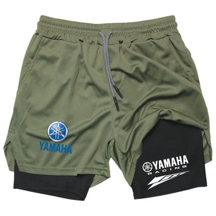Summer Yamaha logo men's running shorts 2-in-1 double-layer gym sportswear comfortable and breathable men's sportswear