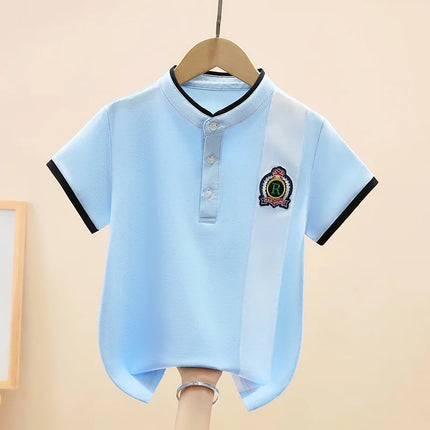 Boys Polo Shirts Short-sleeve T-shirts for Kids Color Blocking 2024 Children Tops Teenager Blouse Baby Outerwear Clothing 4-14T