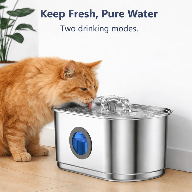 Cat Water Fountain 3.2L Stainless Steel Water Dispenser Ultra-Quiet Dog Automatic Drinking Multi-stage Filter Gifts for Pets