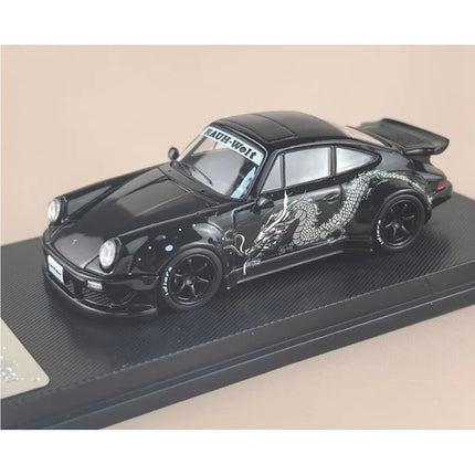 MC 1:64 RWB 930 Ducktail White Dragon Coating Wide Body Alloy Car Model Adult Souvenir Gift Static Display Hobby Collection