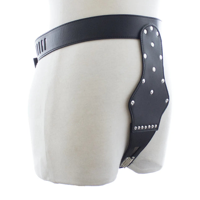 Women Lockable Chastity Panties Belt PU Leather Thong Pants Lock BDSM Restraint Thigh Cuffs Sex Lingerie Briefs Female Underwear
