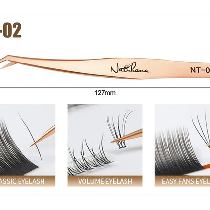 NATUHANA Anti-static Straight Eyelash Extension Tweezers Industrial Precision Curved Straight Lash Eyebrow Tweezers Makeup Tools