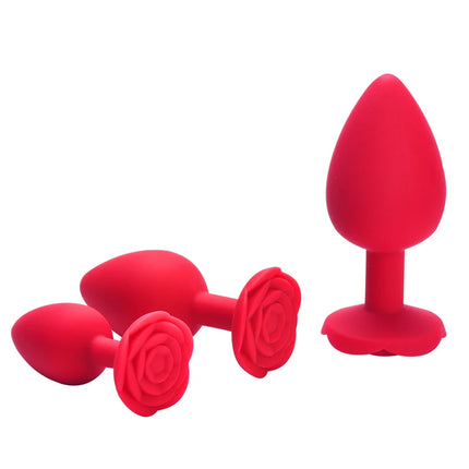 Silicone Butt Plug Anal Plug Women Toys Flower Sex Stopper 3 Sizes Adult Toys Anal Toy for Men Women Anal Trainer for Couples