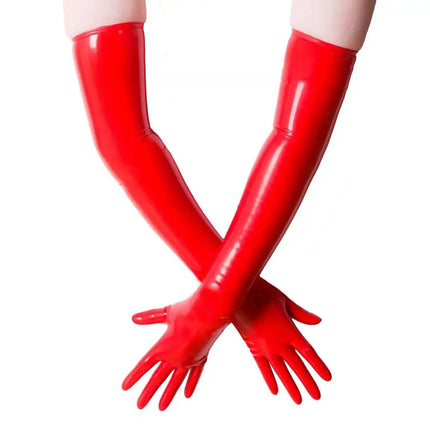Black Long Latex Gloves for Women Men,Fetish Natural Rubber Gloves Cosplay Costume Party Clubwear
