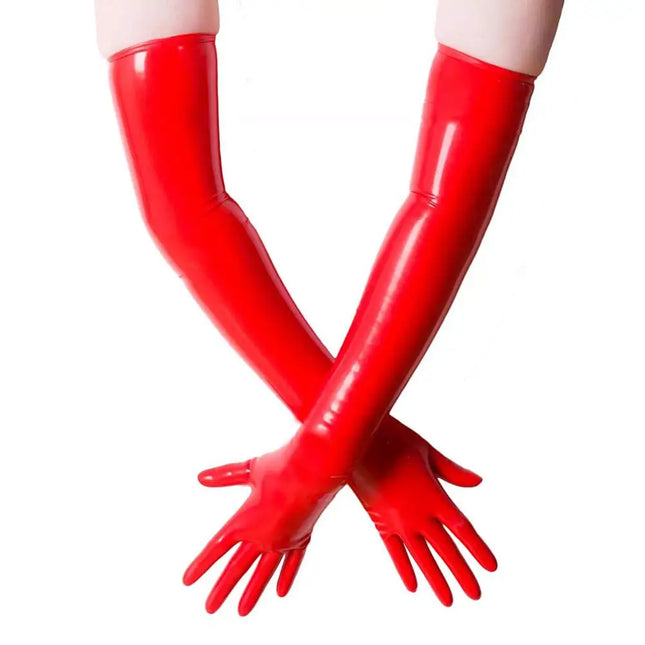 Black Long Latex Gloves for Women Men,Fetish Natural Rubber Gloves Cosplay Costume Party Clubwear