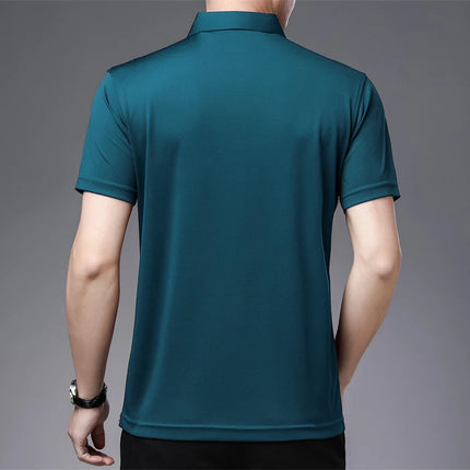 2024 Men's New Solid Color Business Casual POLO Shirt Summer Fashion Casual Short Sleeve Comfortable and Breathable Top