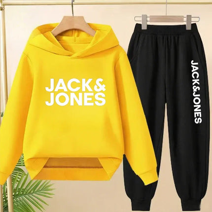 2025 Spring Autumn Outfits Kids Leisure Letter Print 2pcs Hoodie+Pants Tracksuits 3-13 Years Boys Girls Children Clothes