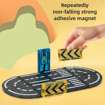 Creative Colorful Window Magnetic Sheet Children DIY City Road Car Model Track Magnetic Block Splicing Puzzle Toy Gift For Kids