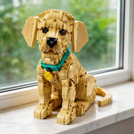 2026 Golden Retriever Puppy Building Block Toy Animal Pet Assembly Dog Brick Building Block Model Christmas Day Gift